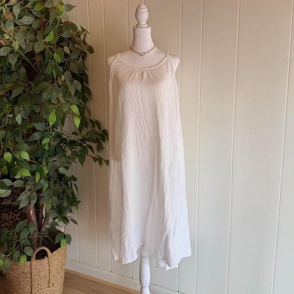 Very J White Cotton Maxi Summer Dress Women's Size Large Fairycore